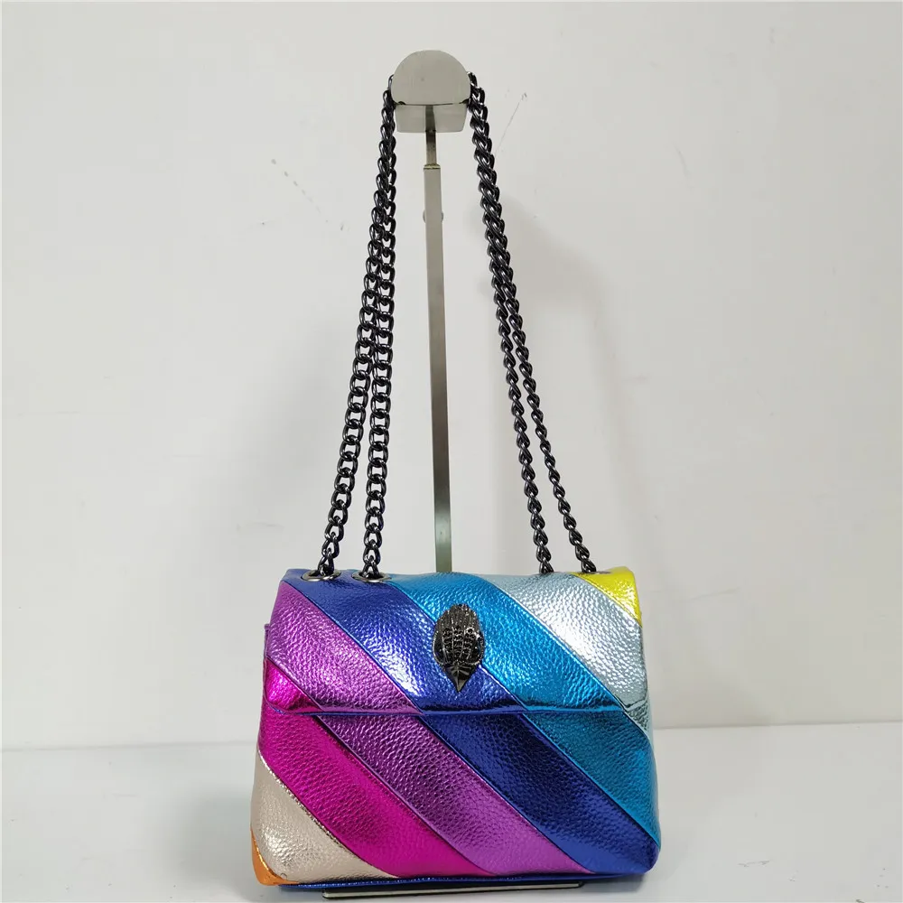 Nuevos bolsos de hombro Mini Kensington de Kurt Geiger, bolso azul para mujer, bolso cruzado de cuero de vaca arcoíris con águila, bolso cruzado, monedero Grils 19cm