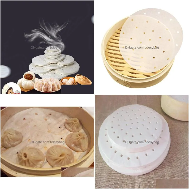 400pcs/lot bamboo steamer steaming paper release paper 16 size vegetables dim sum pot steamer nonstick baking pan liners lx0814