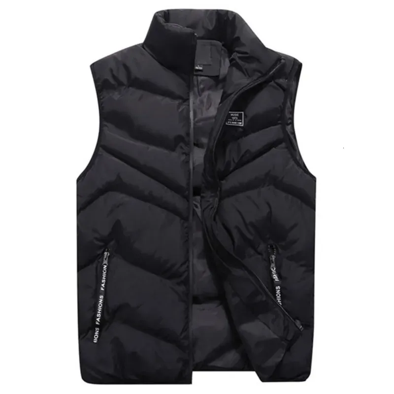 Men's Vests #3611 Black Blue Red Yellow Mens Vests Zipper Stand Collar Slim Casual Sleeveless Jacket Warm Autumn Winter Vest Men Bodywarmer 231113