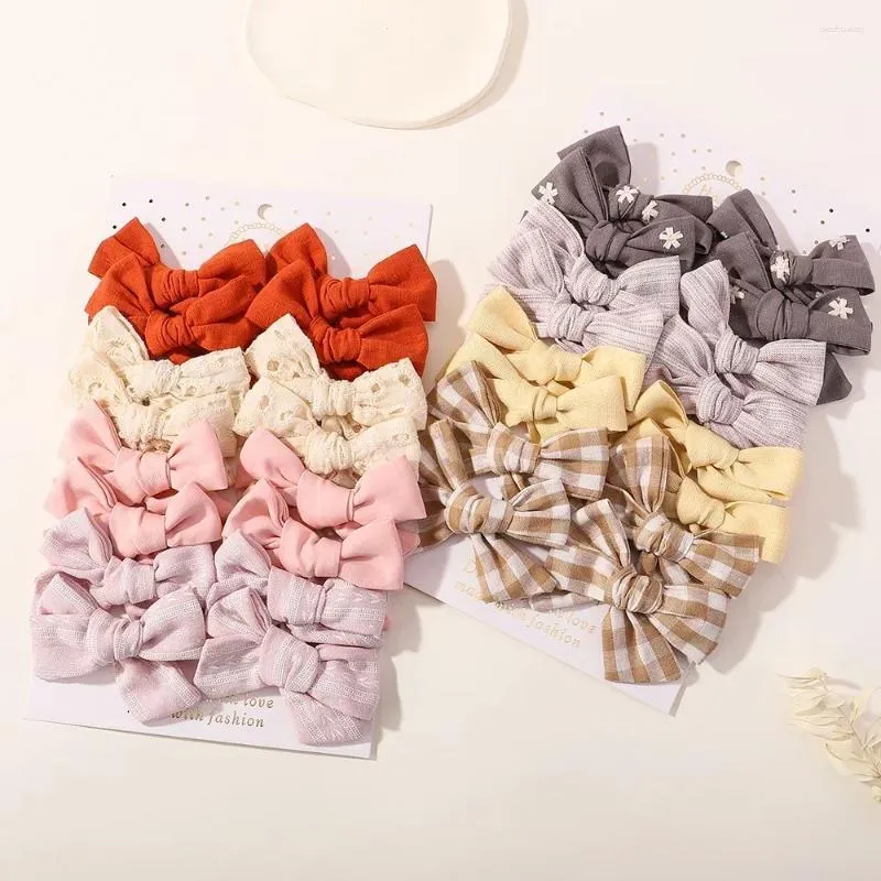 Hair Accessories 16 Pcs/Set Solid Color Bowknot Hairclips Girls Cute Print Safe Clips Kids Boutique Headwear Handmade Girl Accessoires