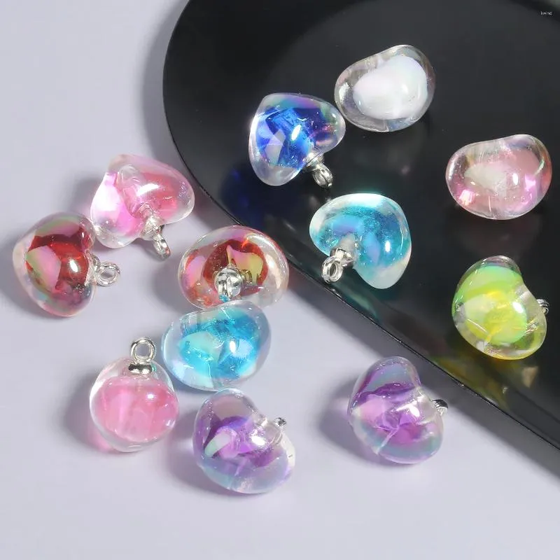 Pendanthalsband 19x18mm Love Heart Square Shape Acrylic Transparent Charms för smycken Making Halsbandörhängen Handgjorda tillbehör
