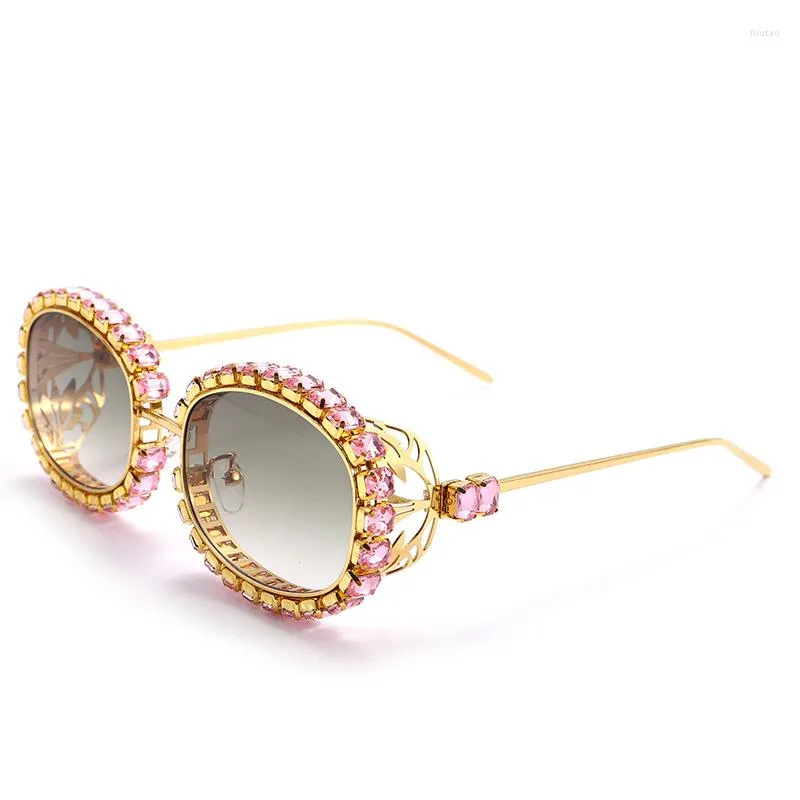 Sonnenbrille Marke Designer Steampunk Pink Goggle Shades Damen Diamant Sonnenbrille Trendy 2023 Square Fashion Sunshades für Damen