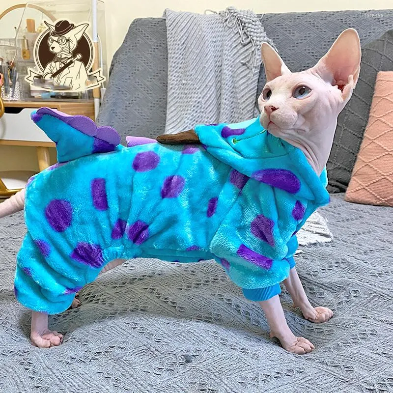 Kostiumy kotów bezwłose ubrania jesienne zima grube polarowe polarowe akcesoria Swetera Sphynx