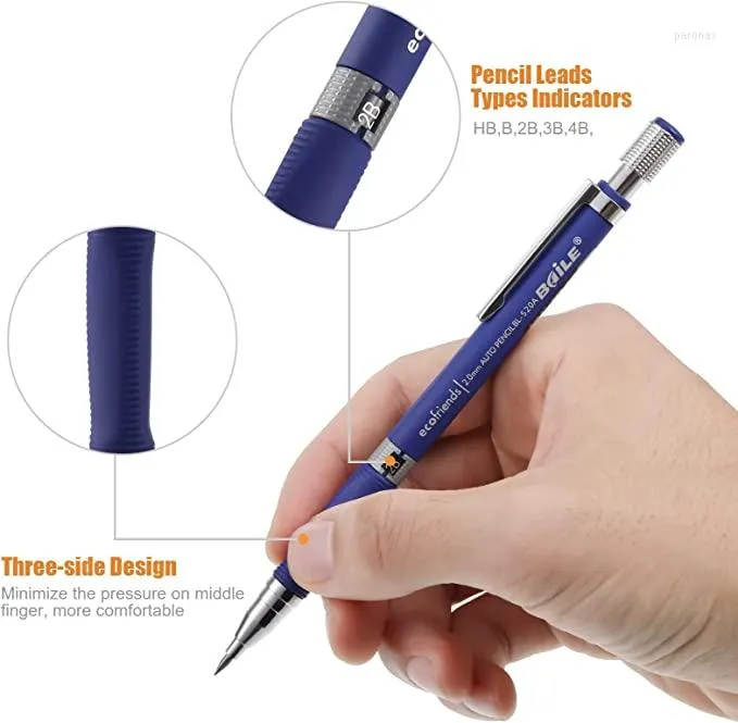 Bitar 2mm mekanisk penna med påfyllningskisspennor Stationery