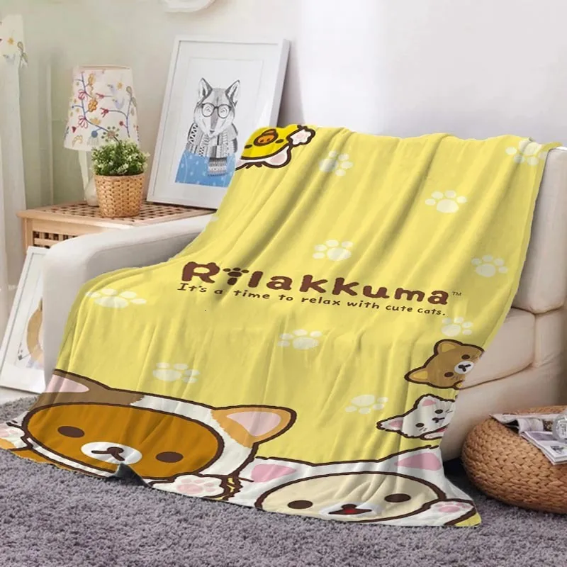 Filtar plysch filt för dekorativ soffa rilakkuma fluffiga mjuka filtar sängöverdrag på sängen rutig sovrum dekoration kast fleece boho 230414