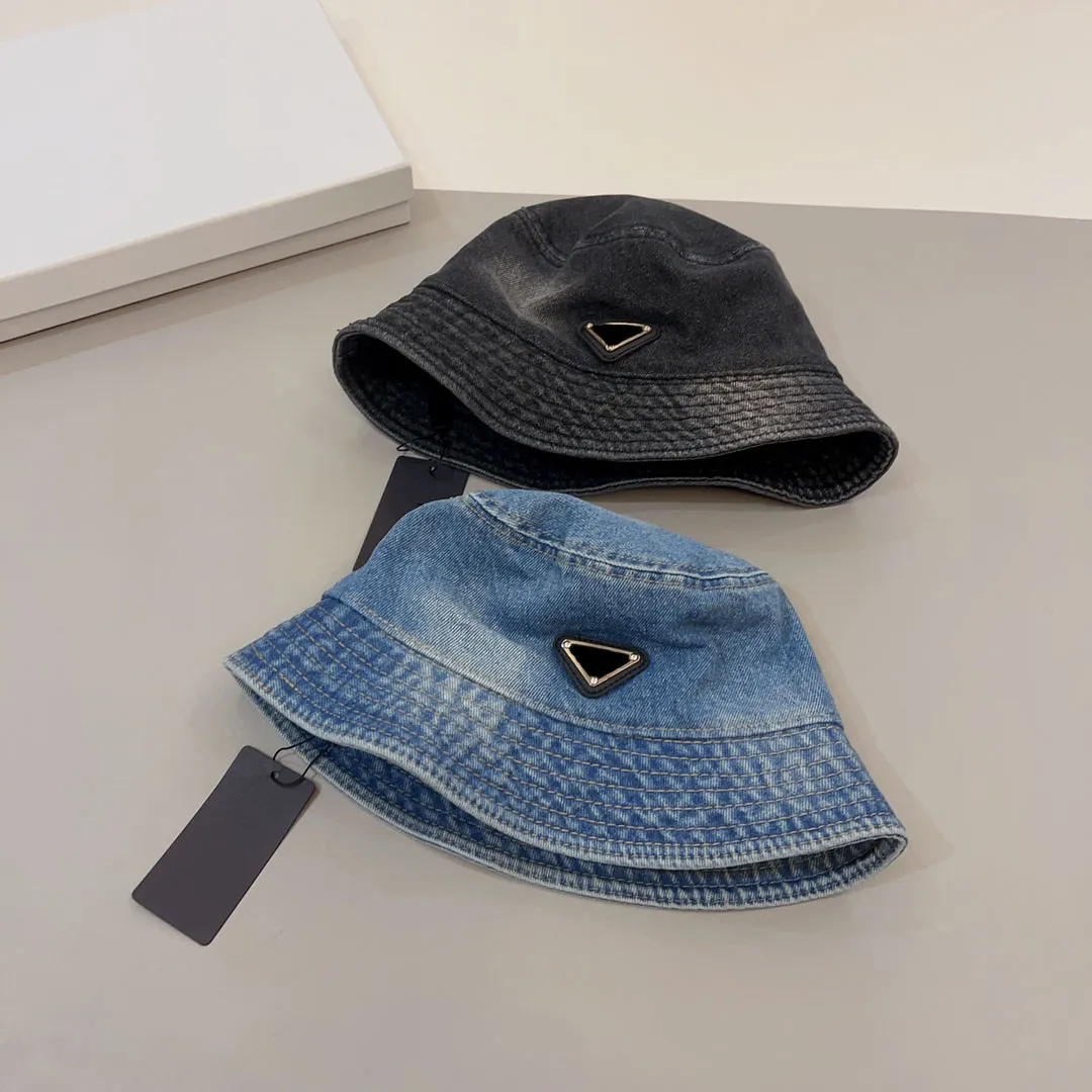 Designer Triangle Wide Brim Denim Washed Bucket Hat For Women Iconic