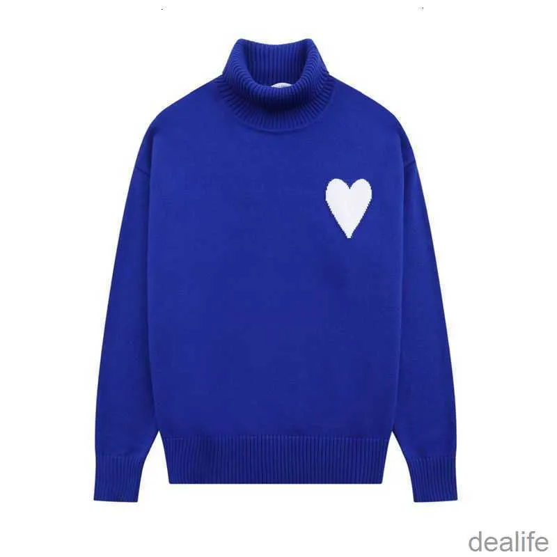 Amis Amiparis Pull Col Haut Am i Paris Jumper Hiver Col Roulé Épais Coeur Brodé A-mot Coeur Amour Tricot Sweat Femmes Hommes Amisweater Irh2