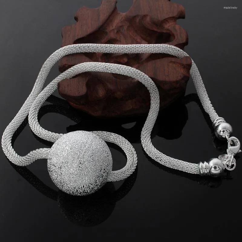 Chaînes Boutique 925 Sterling Silver Matte Grand Orb Pendentif Collier Femmes De Luxe De Mode Fête Bijoux Cadeaux