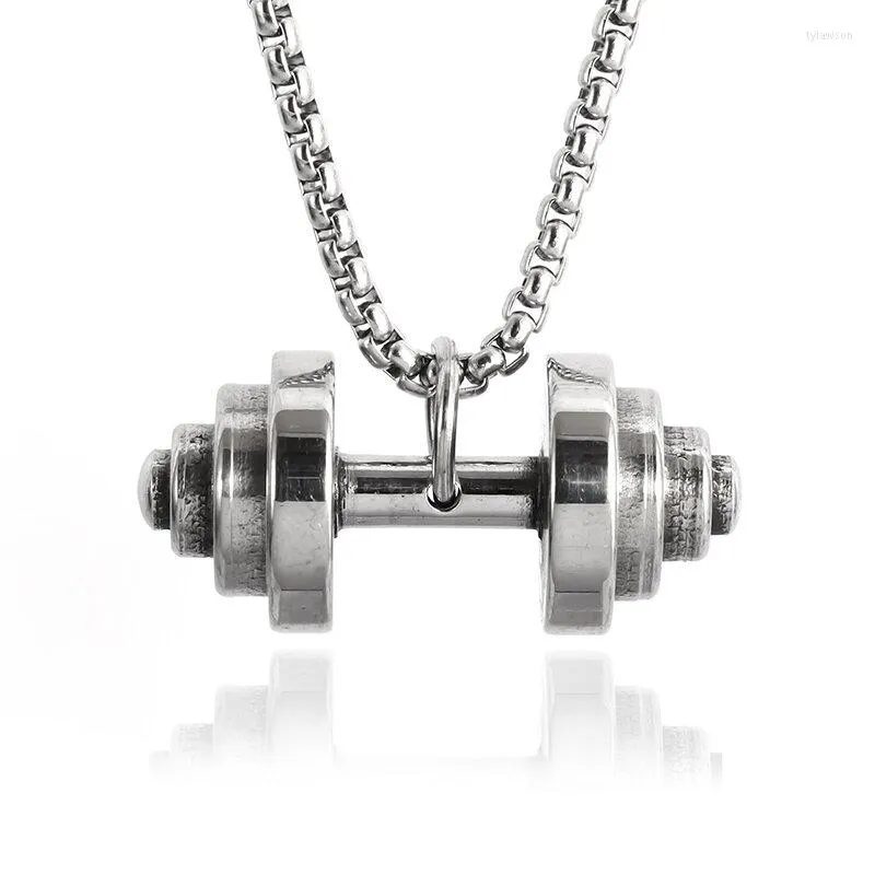 Hanger kettingen sport dumbbell fitness heren roestvrij staal barbell sieraden gym gewichtheffende vrije tijd ketting