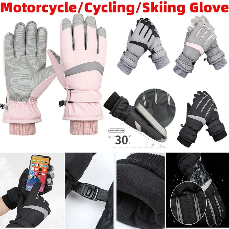 Лыжные перчатки Зимние сноубордические перчатки из искусственного флиса с сенсорным экраном, водонепроницаемые, для езды на велосипеде, для мотоцикла, теплые, снежные, для мужчин и женщин 231114