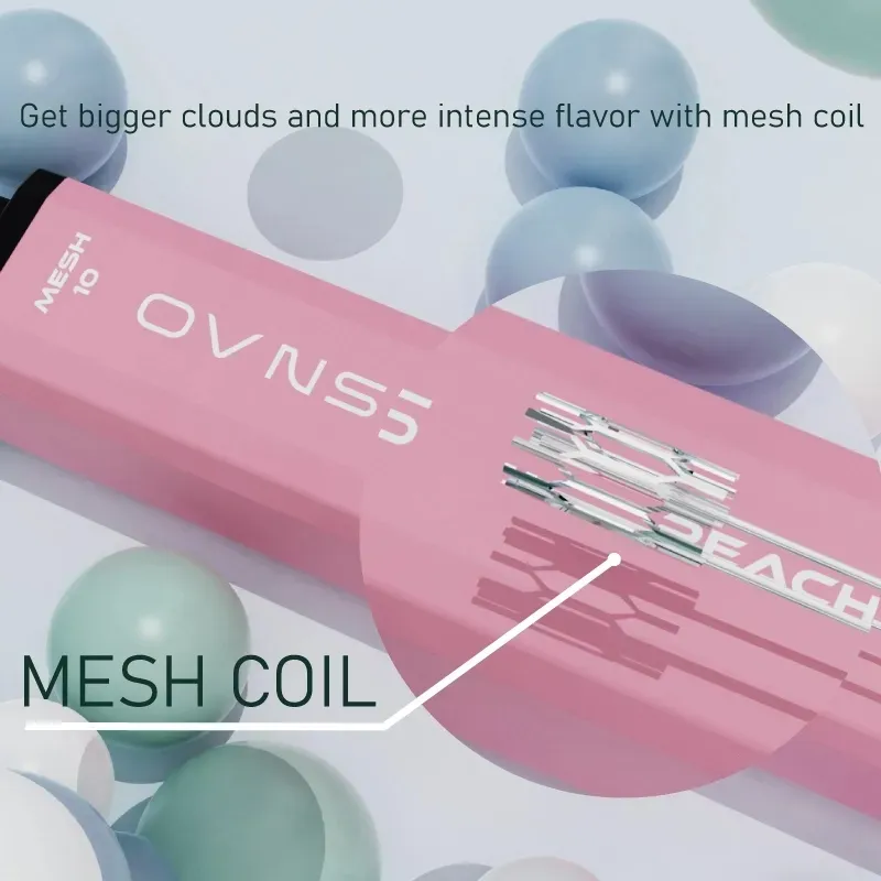 Originele OVNS MESH 10 Wegwerp Vape E-sigaretten starterkit 3000 Rookwolken Pen 10 ml Pod 1200 mah Batterij Voorgevulde Mesh-spoel Vaporizers Authentieke groothandel