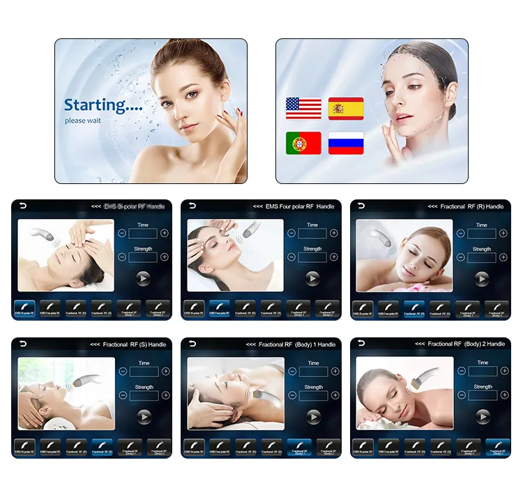 6 in 1 Fractional RF Machine Face Lift Wrinkle Removal EMS Multipole RF Beauty Instrument