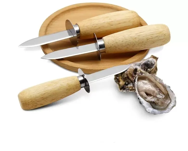 Wood Handle Oyster Shucking Knife Tools Stainless Steel Oysters Knives Kitchen Food Utensil Tool