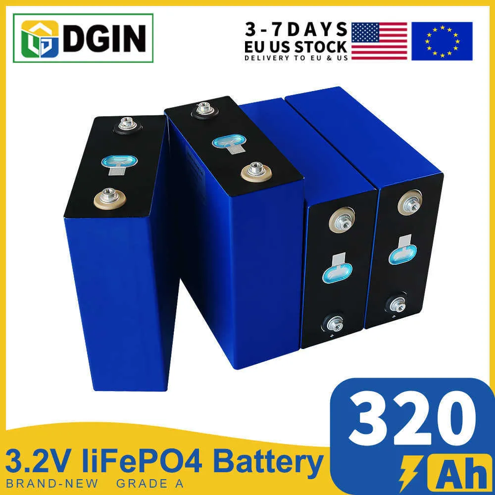 4 pièces de batterie rechargeable 3,2 V 320 Ah 310 Ah LiFePO4 à cycle profond de qualité A pour camping-cars, véhicules électriques, fourgonnettes, bateaux de camping avec poteaux de bus