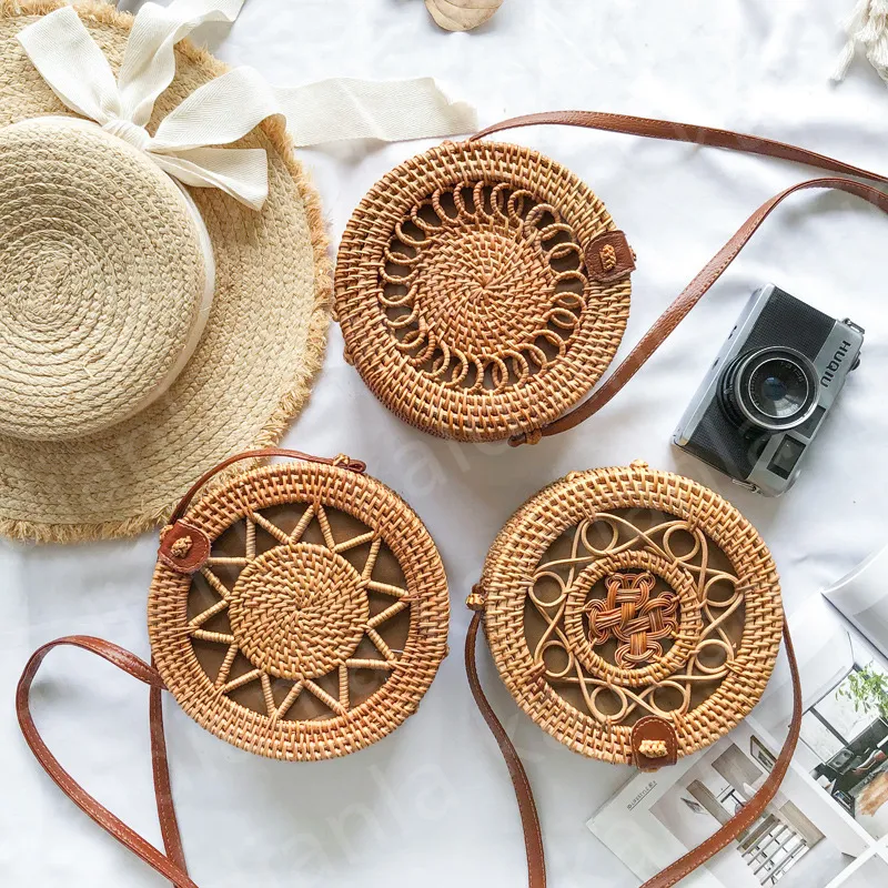 Designer tas dames handtas zomer tas strandtassen rattan geweven handgemaakt gebreide rietje grote capaciteit lederen schoudertas dame met de hand geweven