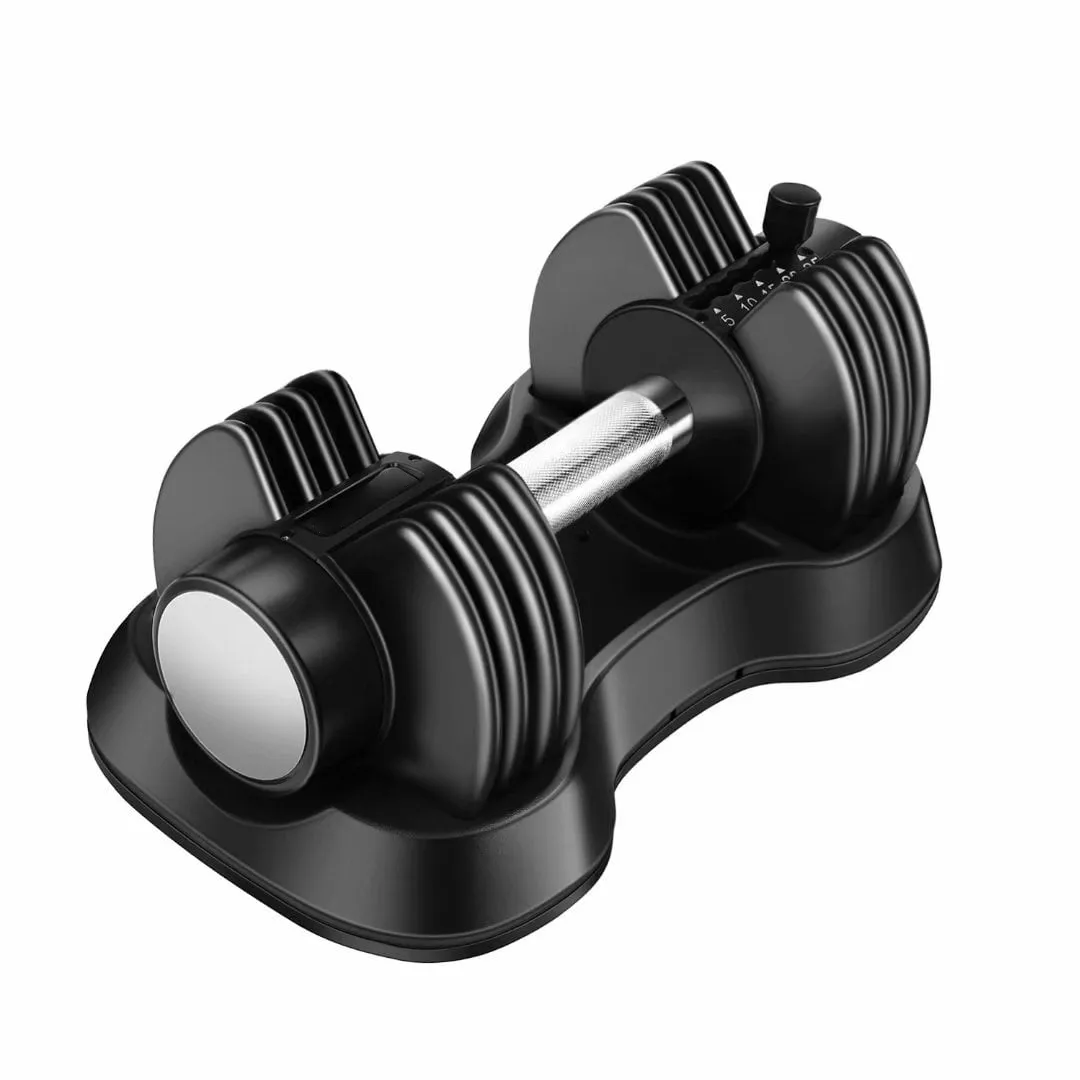 Adjustable Dumbbell 25 lbs with Fast Automatic Adjustable and Weight Plate for Gym and Home Single