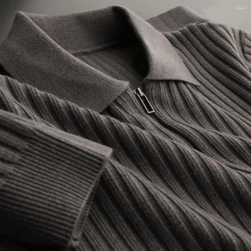 Polos pour hommes POLO Style coréen tricoté à manches longues chaud affaires T-Shirt mâle coupe ajustée haute qualité marque vêtements