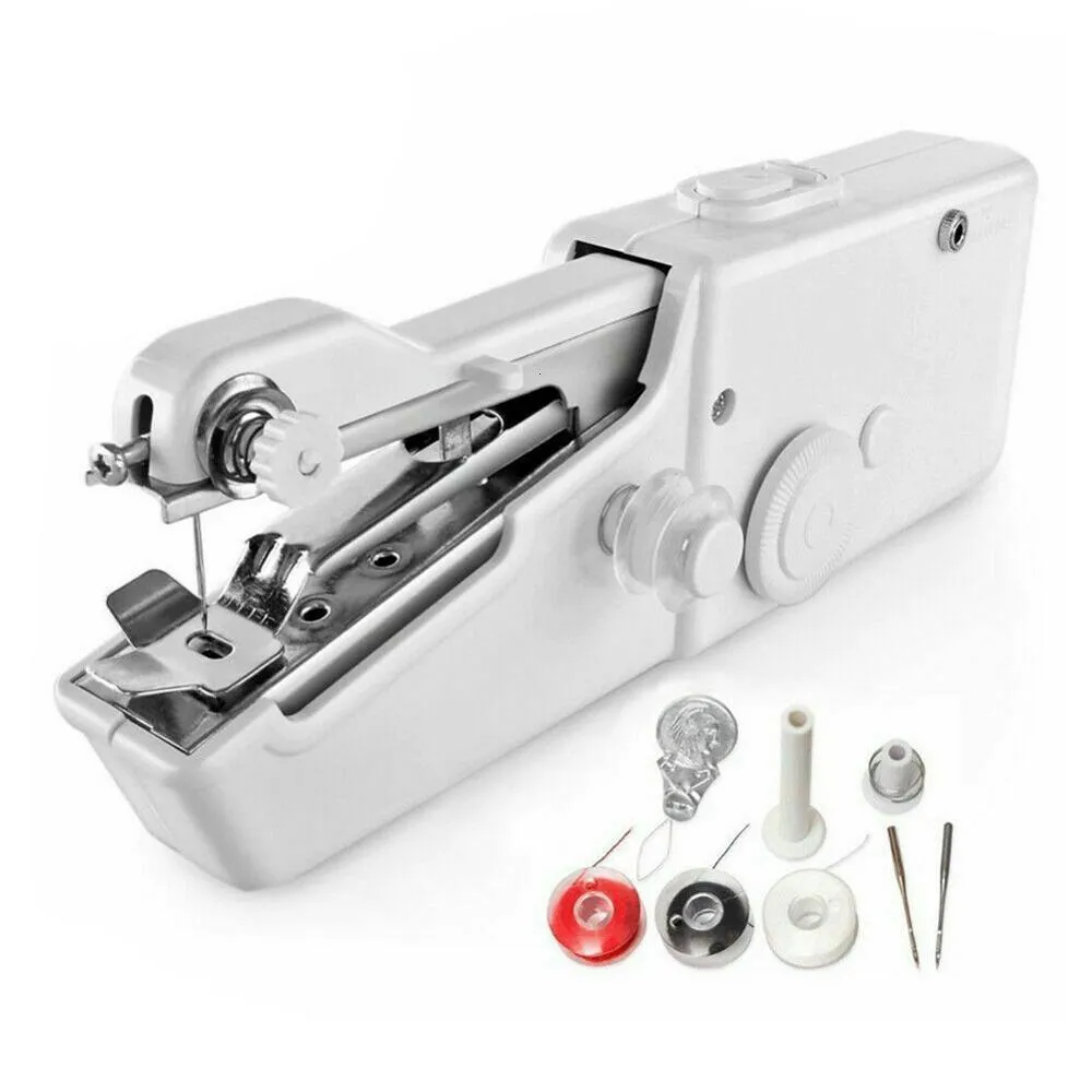 Andra handverktyg Portable Handheld Sewing Machine Mini Stitch Sew Nedlework Cordless Clothes Tyger Electric 230413