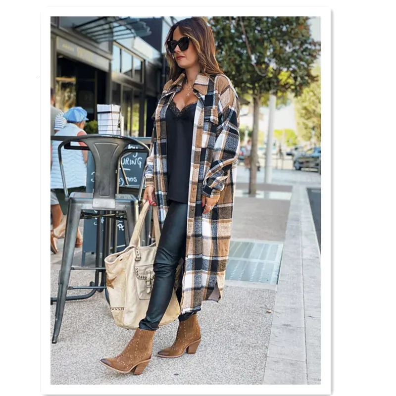 Manteau Long Veste Laine A Carreaux Veste Longue En Laine à