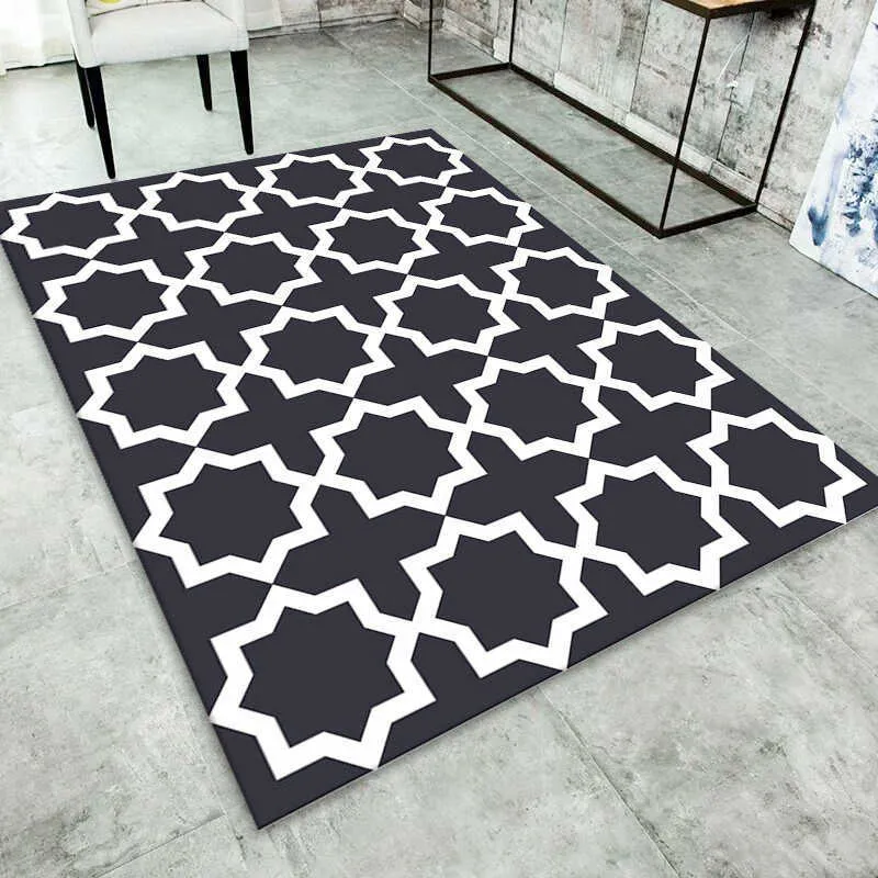 Tapis Tapis de salon moderne décoration maison tapis à carreaux noir et blanc pour chambre à coucher grand tapis de porte d'entrée résistant à la saleté W0413