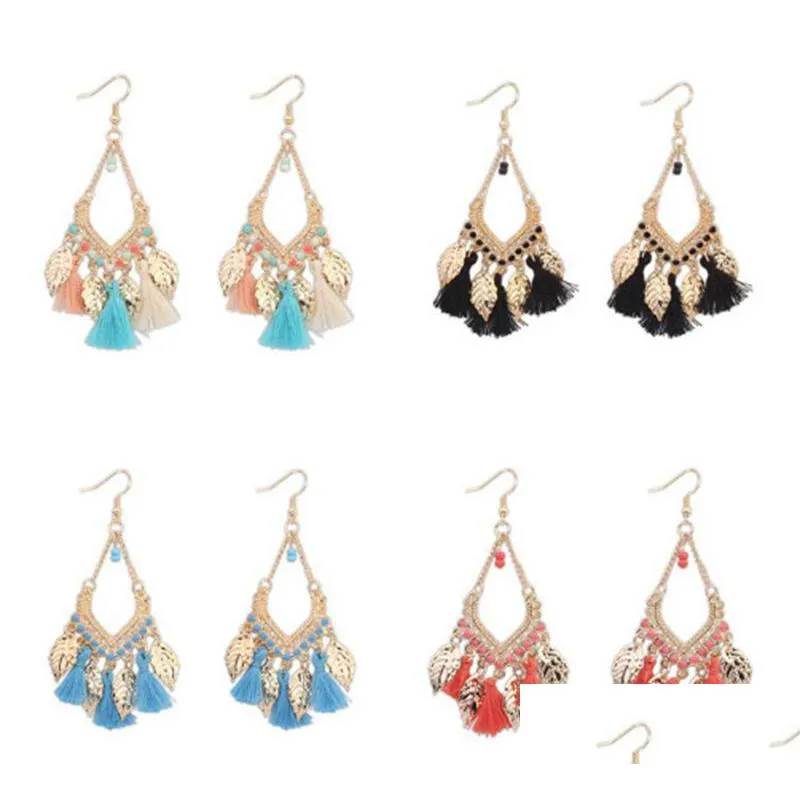 Dangle Lustre Nouveau Design Long Gland Boucles D'oreilles Charme Plume Pendentif Pour Les Femmes 4 Couleurs Drop Delivery Bijoux Dhgarden Dhzjm