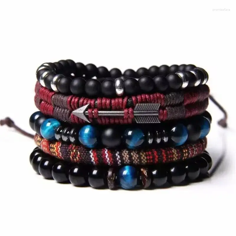 Charme pulseiras boêmio frisado empilhável para mulheres homens pedra natural multicamadas pulseira de cristal conjunto jóias presentes natal