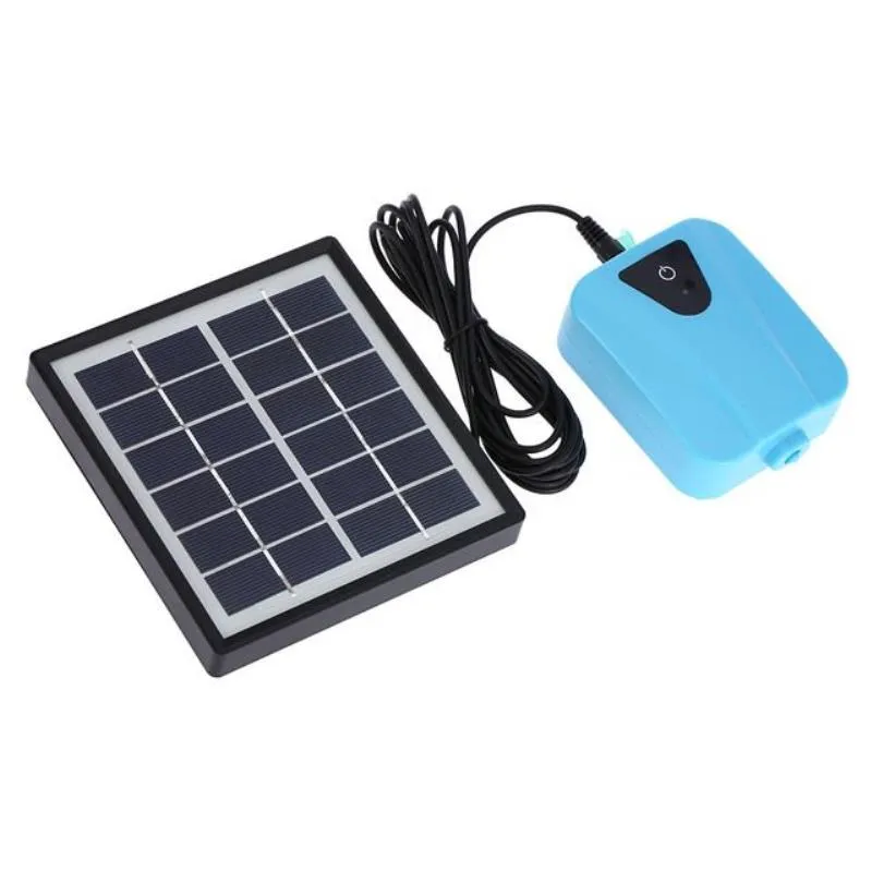 Solar Powered/DC Charging Oxygenator Water Oxygen Pump Pond Aerator with 1 Air Stone Aquarium Airpump 2L/min Trckg