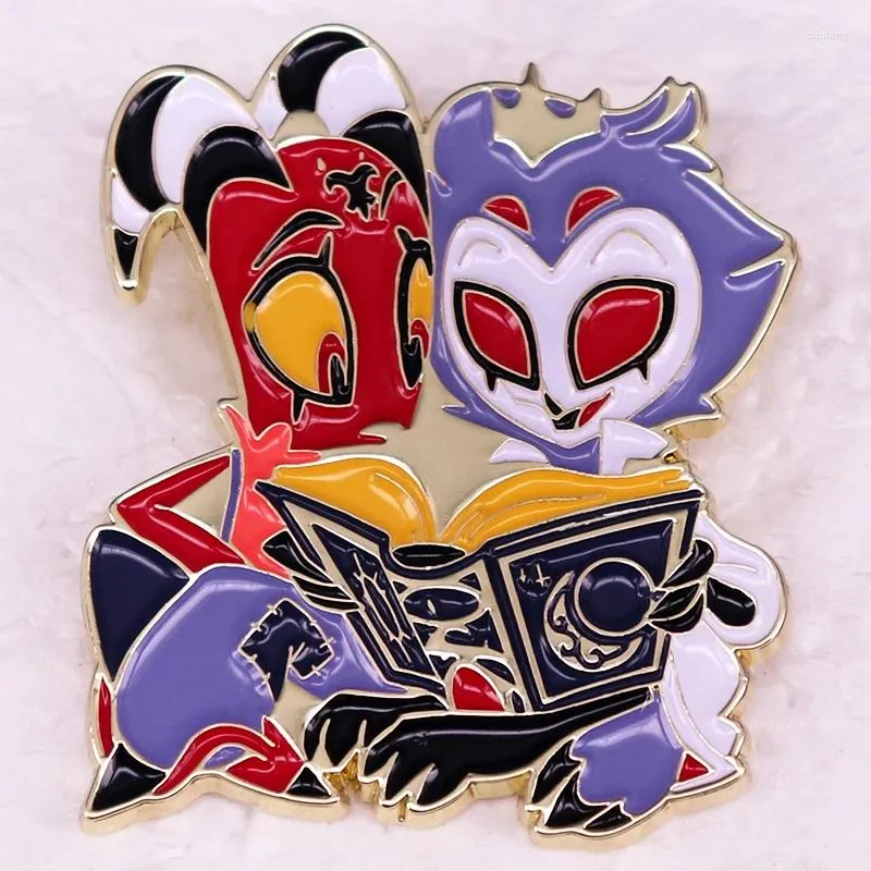 Brooches Cartoon Manga Badge Little Blitz And Stolas Reading Book Enamel Pin Brooch Fans Gift Jewelry