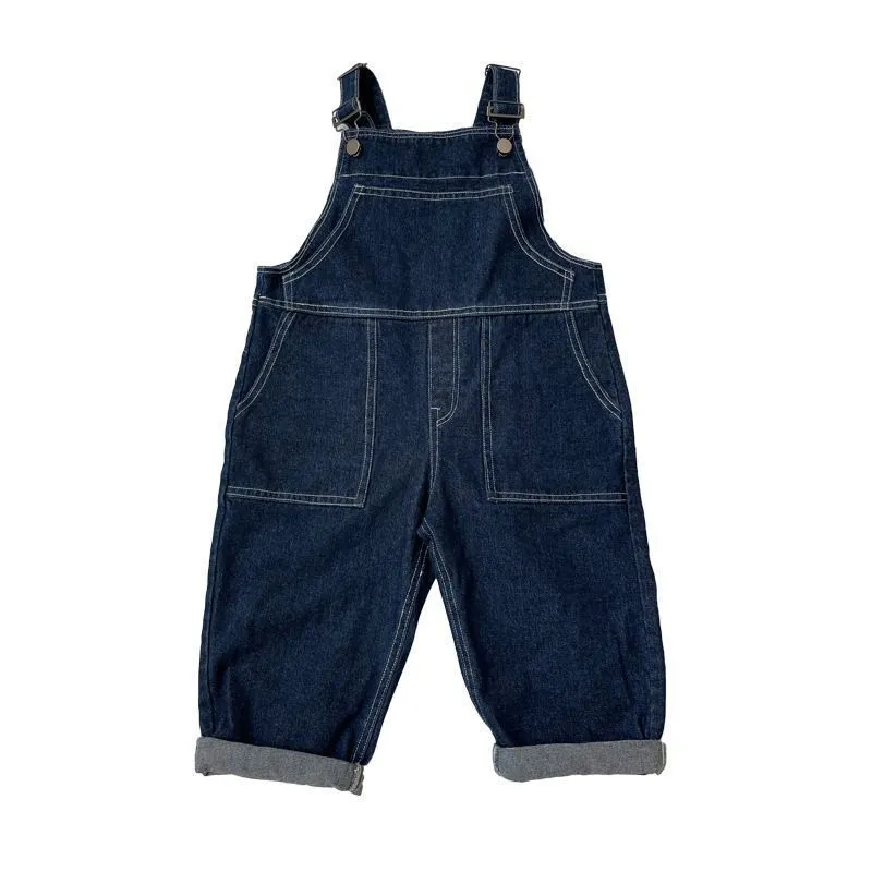 Overaller vårhöstflickor barn denim overall byxor baby barn jeans långa byxa byxor barn kläder 230414