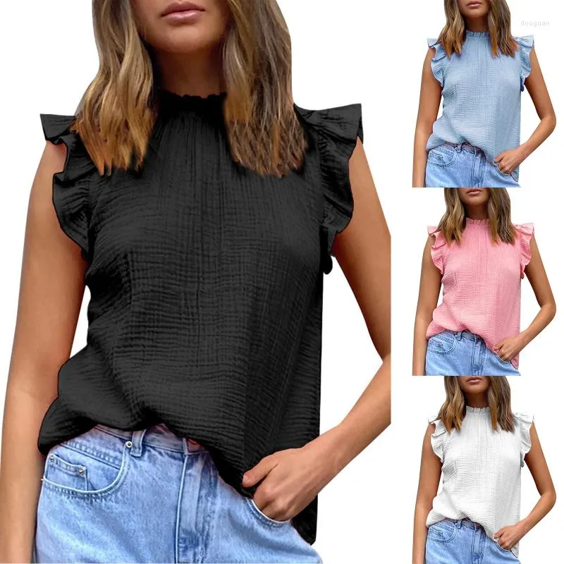 Women's T Shirts Women's Tunic Top Solid Color Sleeveless Vest Blouse Women Linen Shirt Long Sleeve Ladies Plus Size O Neck