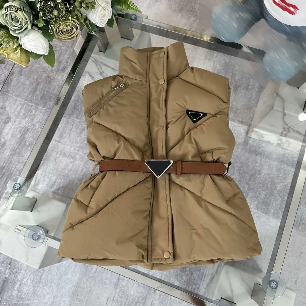 Brand autumn baby vest Solid color kids designer coat girl Two piece set Size 110-160 child Cotton clothes and leather belt Nov10