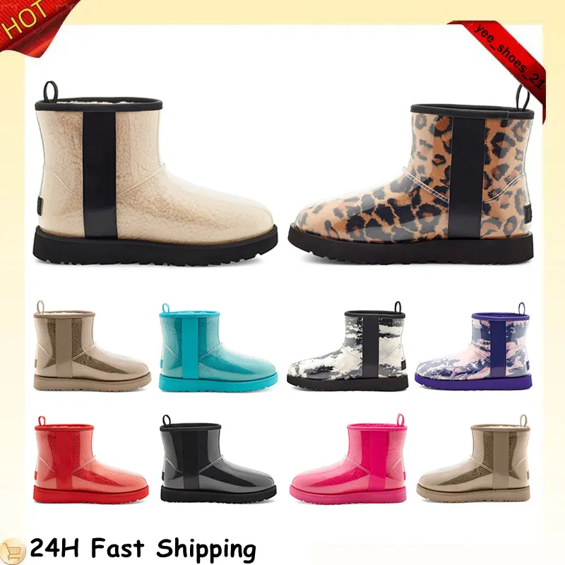 Designer klassieke warme laarzen Dames Mini Half luxe sneeuwlaars UG Winter Vol bont Pluizig harig Satijn Enkel kastanje ugglie pantoffels Booties