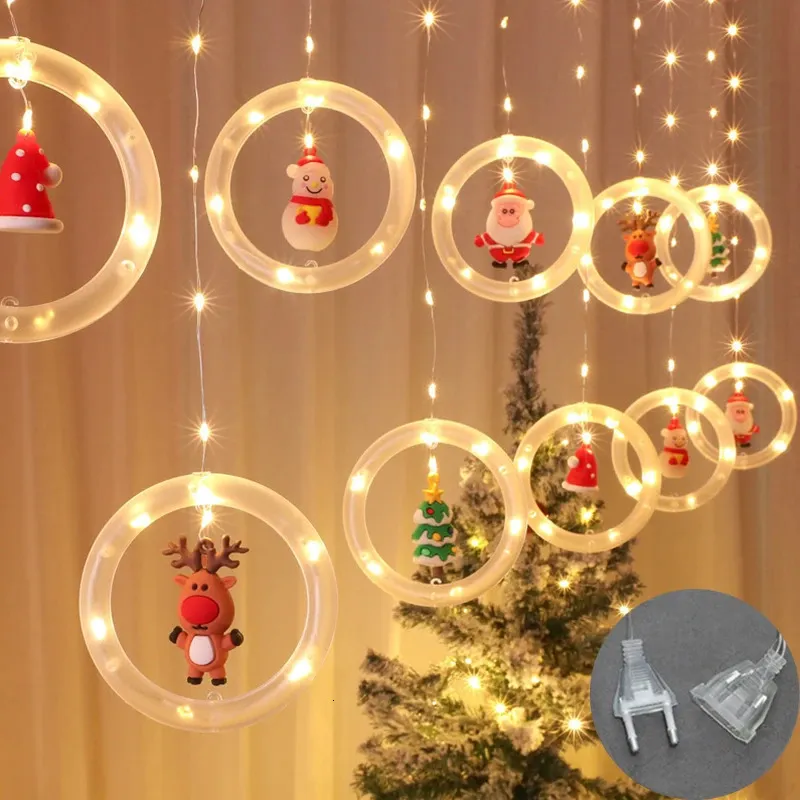 Kerstdecoraties LED-gordijn Lichtslingers Kerstversiering voor thuis Gelukkig jaar 2024 Slaapkamer Buiten Binnen Wanddecoraties 231113