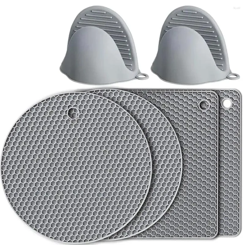 Table Mats Silicone Pot Coasters Oven Gloves Set Holders Placemats Kitchen Supplies For Cooking Baking Grilling