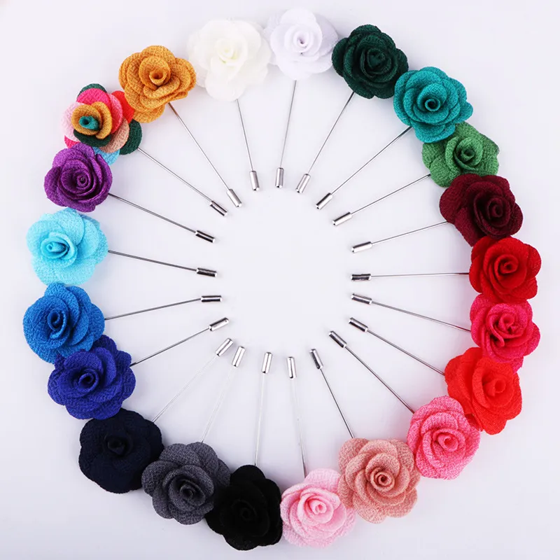 Groom Ties Wedding Silk Boutonniere Groom Brooch Pins Buttonhole Groomsmen Artificial Rose Flower Prom Party Accessories