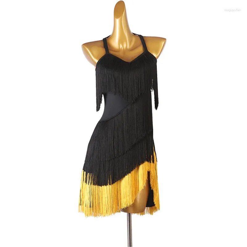 Stage Wear Standard Backless Latin Dance Dress Art Exam Professional Training Class Uniform Tassel Performance Competition Product