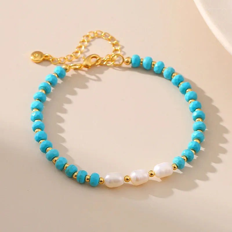 Braccialetti a maglie Placcato in rame Oro 18 carati Perla d'acqua dolce Personalità unica Bracciale con ciondoli Gioielli Festa di nozze Regalo di compleanno per le donne