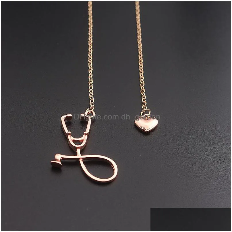 stethoscope lariat necklace fashion jewelry heart and stethoscope pendant necklaces for doctor medical student gift doctor nurse