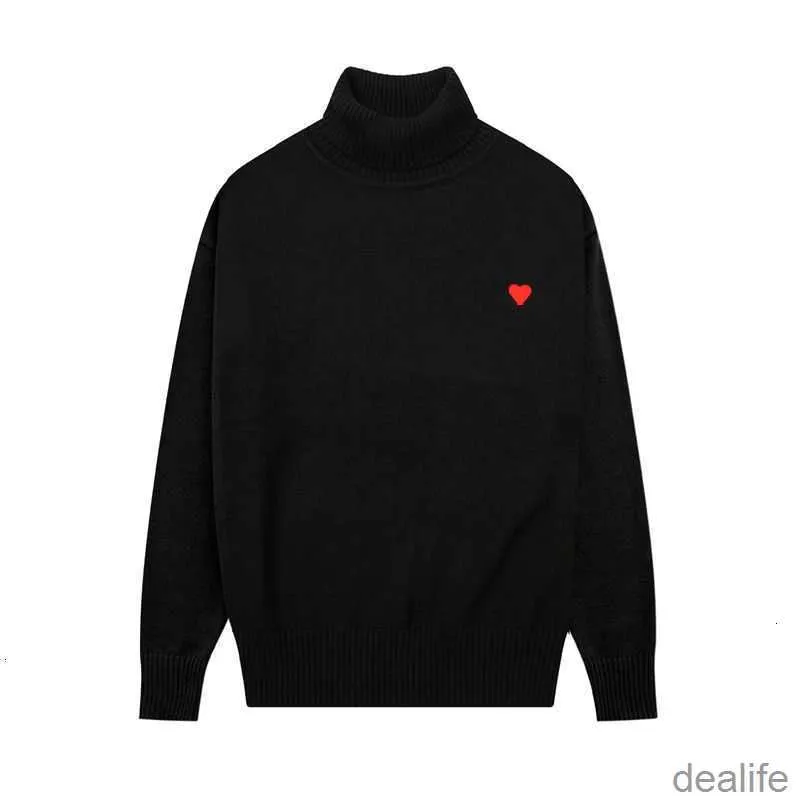 Amis Designer Paris Am i Pull Col Roulé Pull Tricoté Amiparis Petit Coeur Love Heart Jacquard Femmes Hommes Streetwear Pull Col Haut Sweat À Capuche Tricot Fa8r