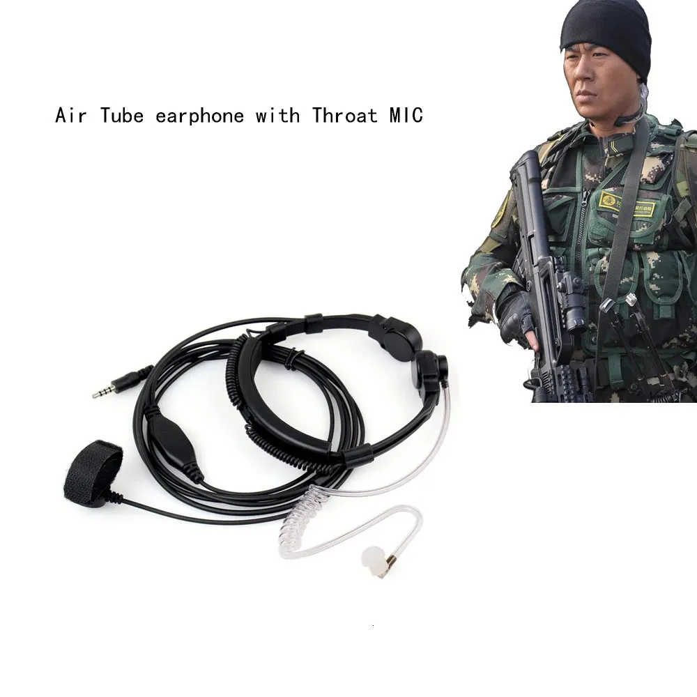 Taktisk hörlur 35mm Plug Antiradiation Headset Air Tube med hals MIC EARPHONES EARVUD SPIRAL FÖR SMARTPHON 231113