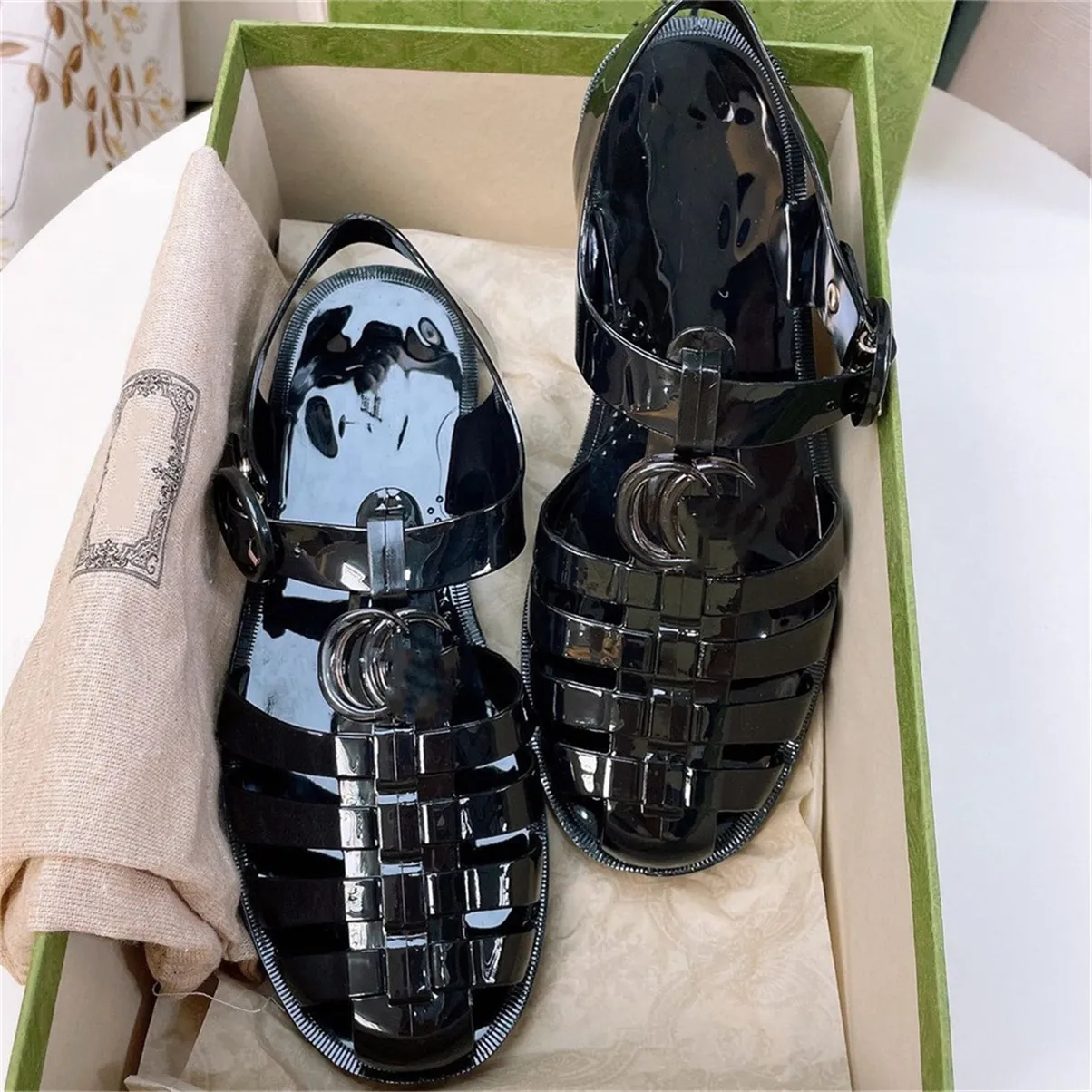 Leather jelly shoes discount