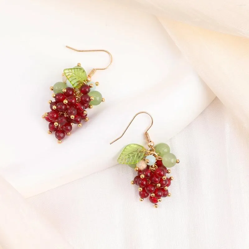 Makersland – boucles d'oreilles en forme de raisin pour femmes, bijoux à la mode, cadeaux pour dames, vente en gros, bijoux suspendus en pierre naturelle, tendance