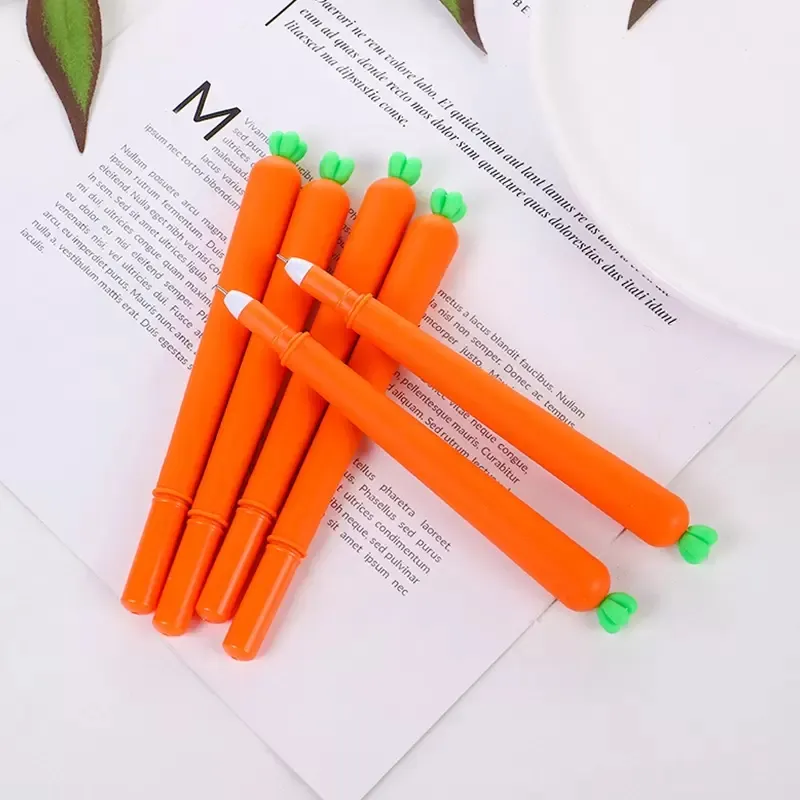 クリエイティブなニンジンローラーボールポイントペン0.5mmオレンジ野菜型学生文房具クリスマスギフト