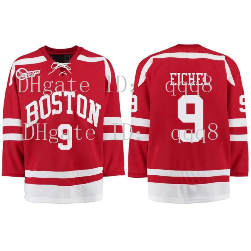 Th8 SJ NCAA SIGNED Boston University Jersey 9 Jack Eichel Red White 100 Ing Custom Hockey Jerseys