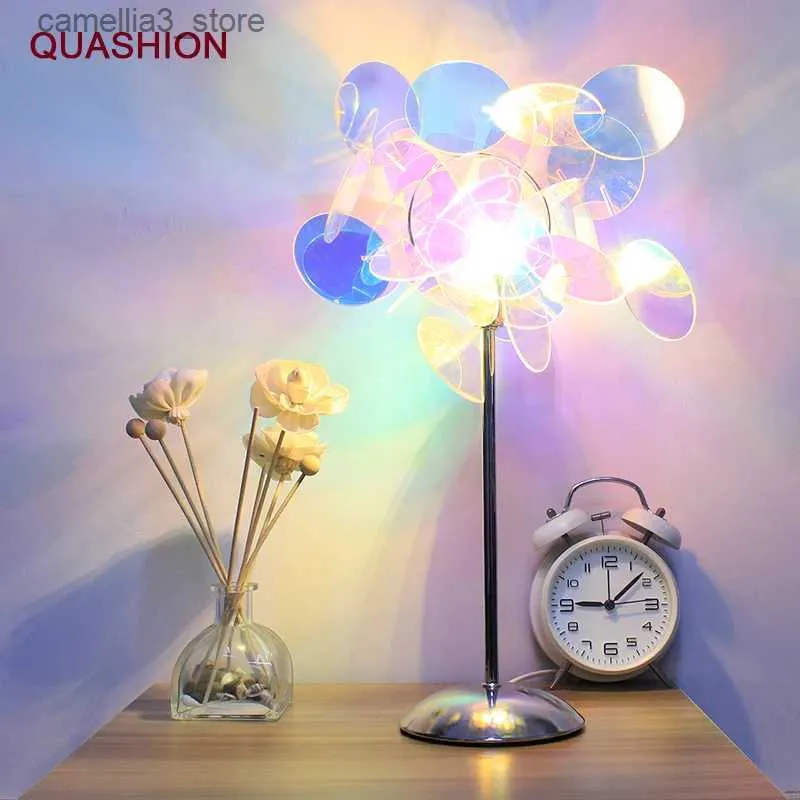 Veilleuses Ins Photo Lampe de Projection Romantique Chevet Ambiante Lampe de Table Humeur Veilleuse Filles DIY Cadeau Éblouissant Aurora Acrylique Lumières Q231114