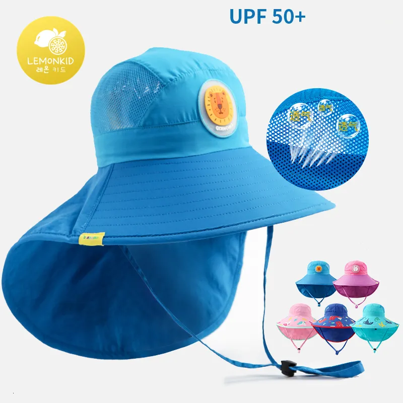 Lemonkid Wide Brim Kids Sun Hat Cute Dinosaur Style Bucket Cap For
