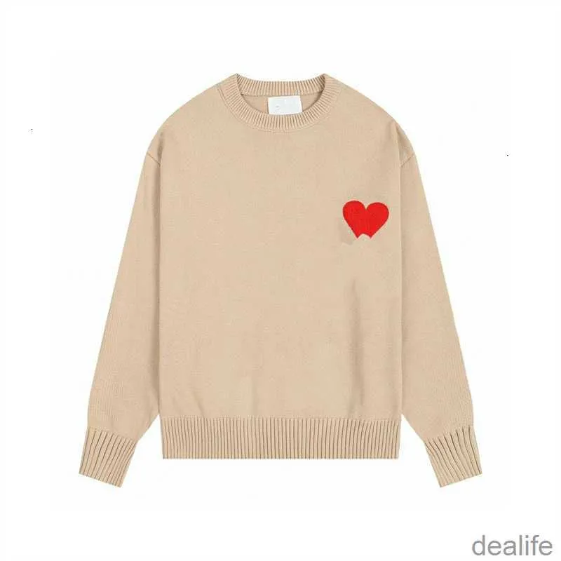 Amis Am i Paris Fashion Winter Warm Kintted Jumper Designer Amisweater Pullover bestickt Coeur Heart Love Jacquard Rundhals-Sweatshirts helle Farbe Yqpw