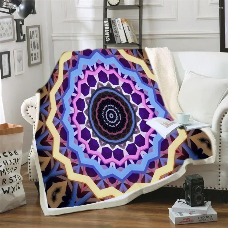 Couvertures Mandala Lit Couverture Noir Blanc Fleur Couvre-lit Univers Mystérieux Sherpa Jeter Gemstone Vintage Literie