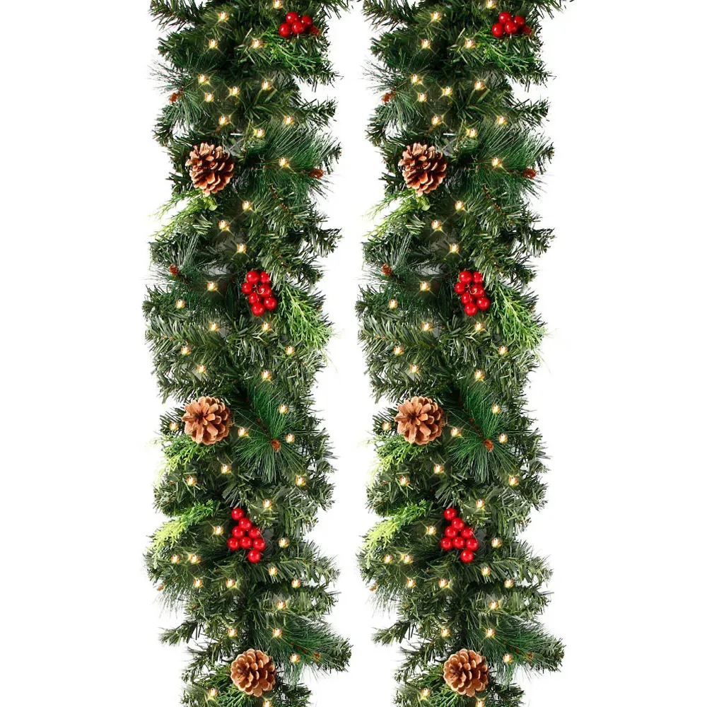 Christmas Decorations Christmas Wreaths with Pinecones Red Berries Artificial Christmas Garland for Fireplaces Stairs Front Door Year Decoration 231113