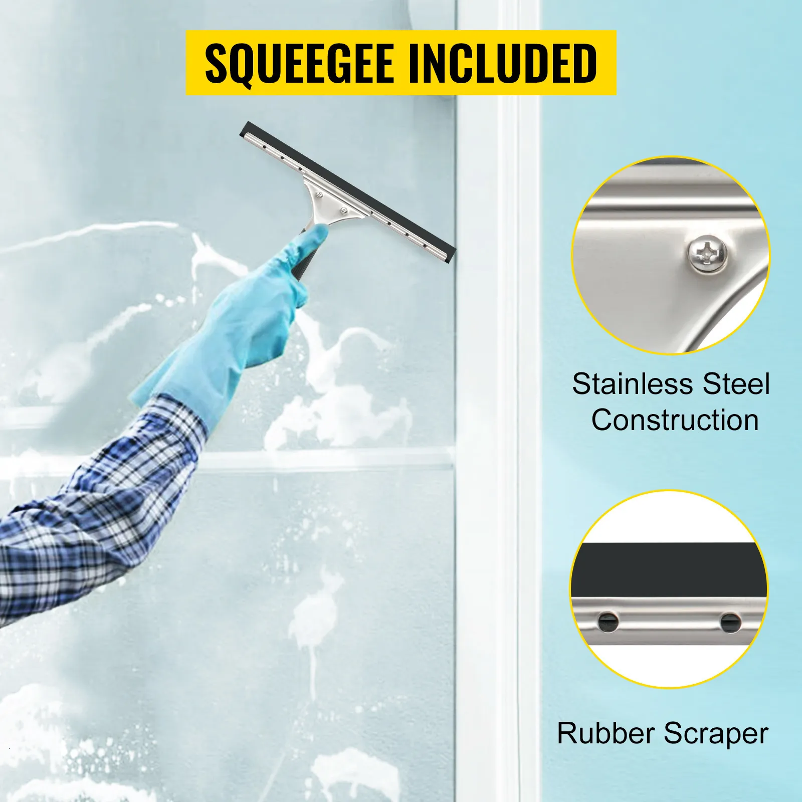 24ft Water Fed Pole Window Cleaning Kit - 3-in-1 Brush & Squeegee, 7.2m ...